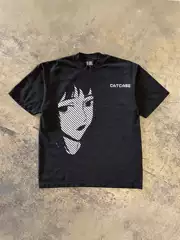 250GSM Heavyweight Cotton! American Oversize Anime Girl Graphic Couple Tee, Loose Fit T-Shirt for Men and Women