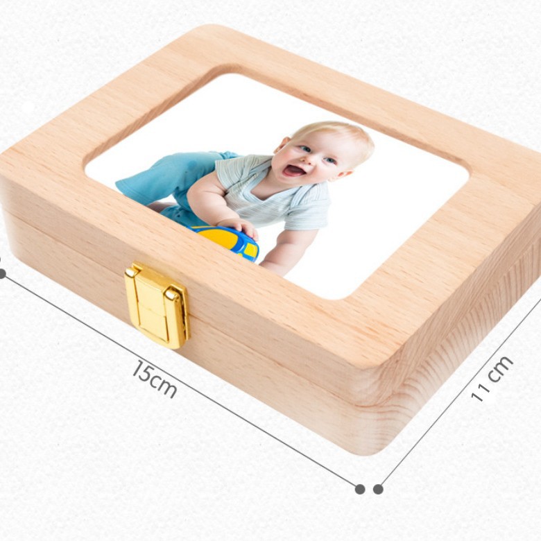 Diente casa transfronteriza niños y niñas pelo fetal caja de dientes de pecho británico japonés pelo fetal diente caja de almacenamiento de madera regalo