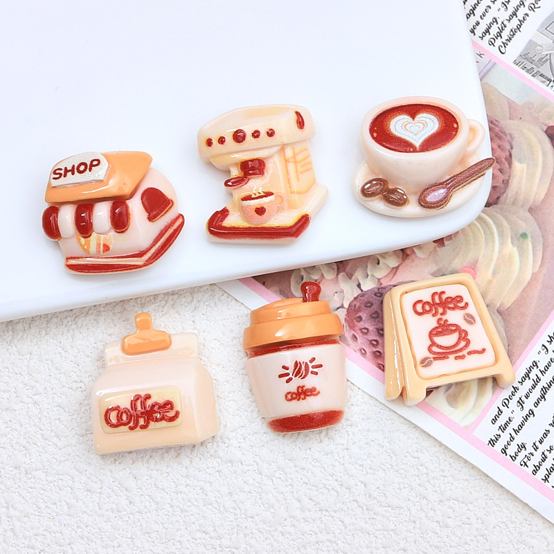 Cartoon Beige Coffee Creative Handmade DIY Cream Glue Resin Small Accessories Jewelry Hairpin Hole Shoe Buckle Decoration