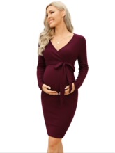H 32801 V-neck Maternity Dress �и�����ȹ ŷ���羳����ѷ