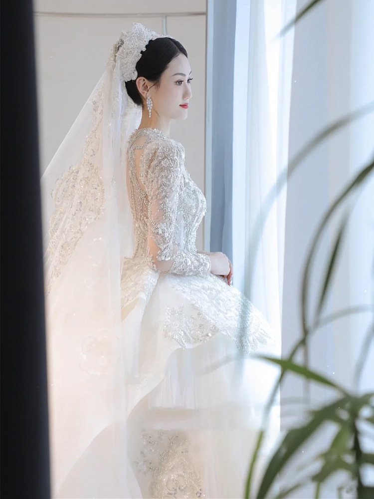 Long-sleeved wedding dress 2025 new style bride palace style main…