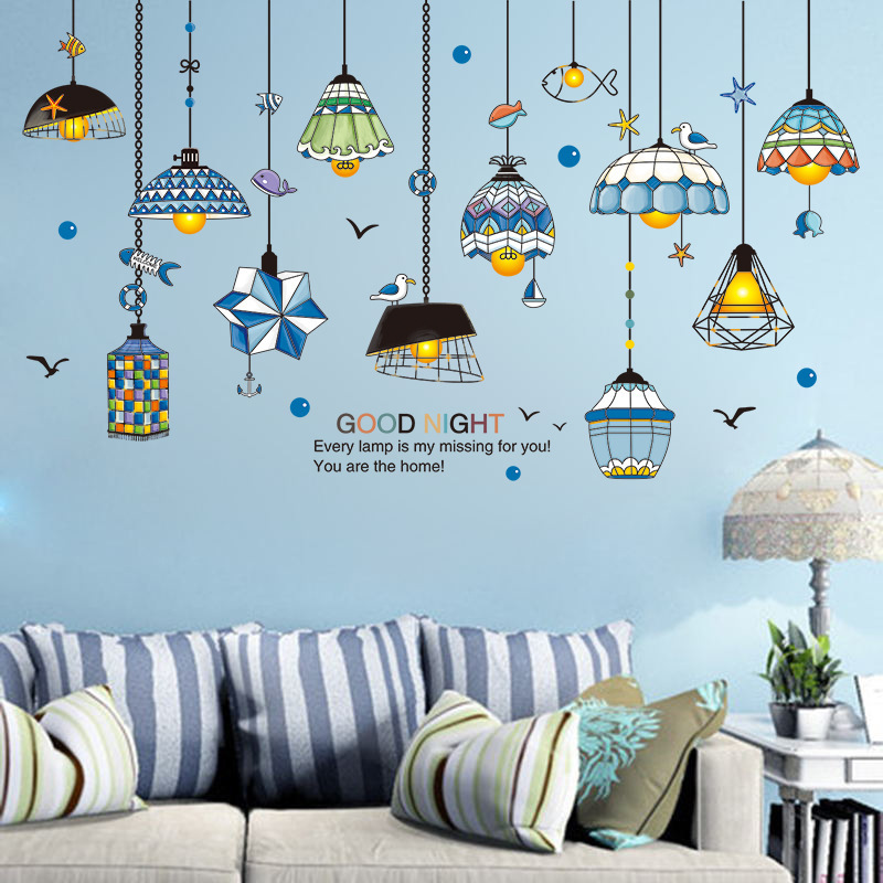 Xy9001 Creative Scandinavian Ins Style Wall Decoration Wall Sticker Self-Adhesive Wallpaper Chandelier Bedroom Custom Manufacturer