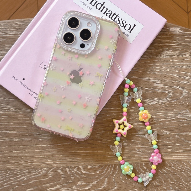 Girl Heart ins Gradiente de estrellas de color para iPhone 14/15ProMax funda para teléfono móvil Apple 16 cadena 13