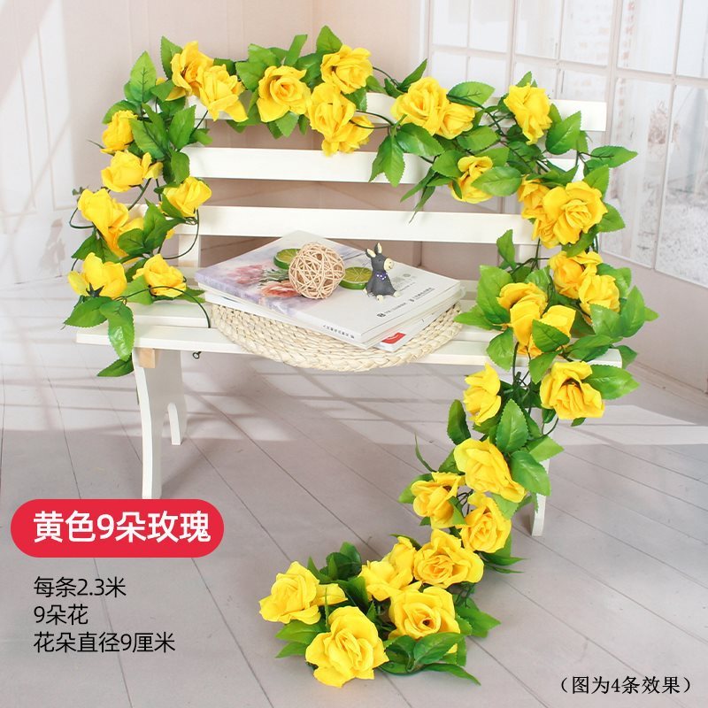 模擬バラの花の籐の天井装飾造花の蔓が暖房、エアコン、水道管をカバーし、プラスチック植物を巻き付ける|undefined
