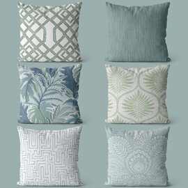 美式复古风格抱枕几何图案棉麻靠垫沙发装饰枕套床头大靠背可钉制