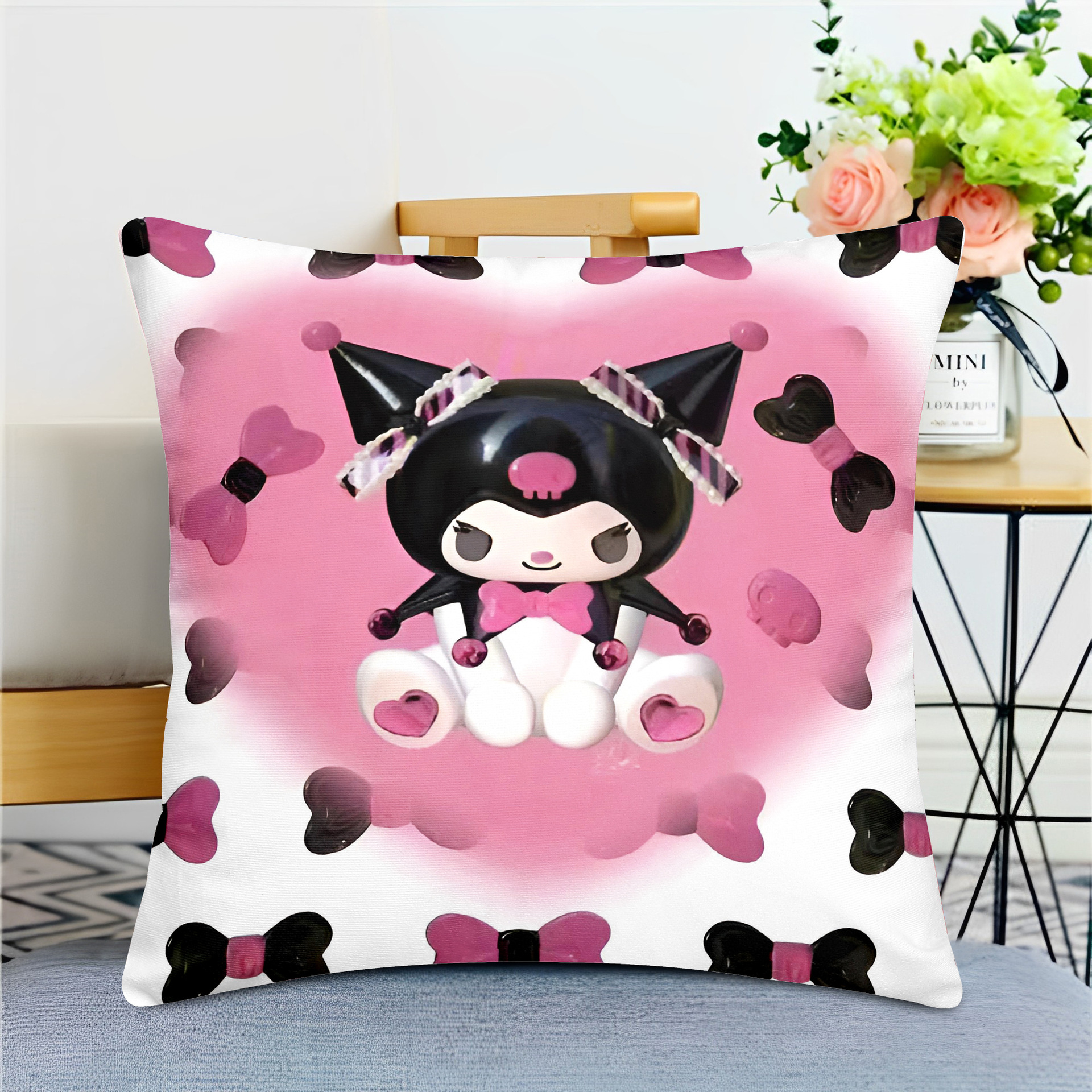 Cute gato de dibujos animados imitación super almohada rosa encantadora chica corazón almohada funda foto diseño de personalidad creativa DIY