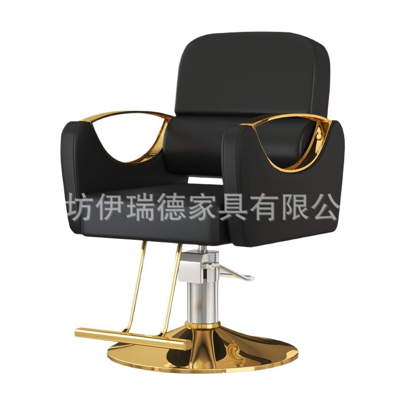 Silla de peluquería, peluquería, barbería, asiento giratorio, silla de corte de pelo simple de acero inoxidable, silla elevadora de afeitado inclinable