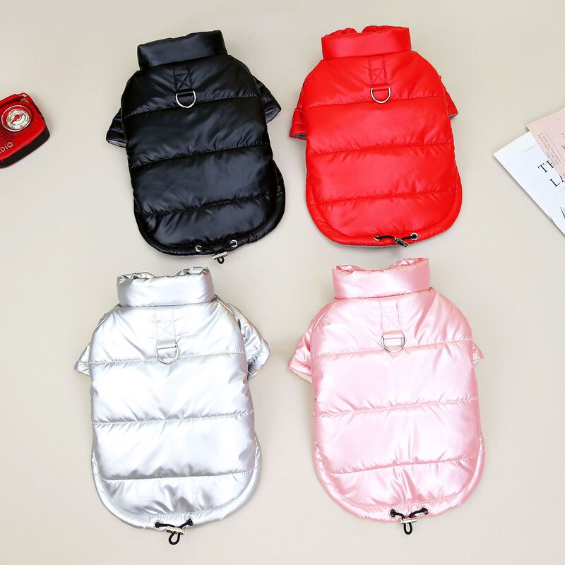 Pet Autumn and Winter Clothes Teddy Bichon Winter Fleece-Lined Thickeneded Warm Two-Legged Cotton Coat 22 Waterproof Jacket Can Be Towed