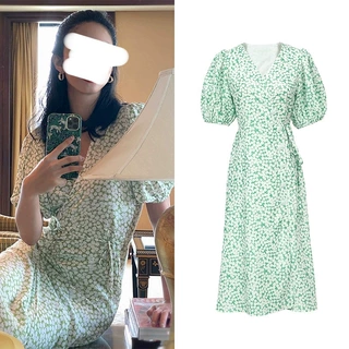 [现货]杨采钰同款修身连衣裙女2021夏季新款雪纺碎花法式修身裙子
