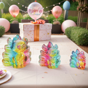 Zibo Glass Small Ornaments Nine-Tailed Fox Desktop Car Glass Ornaments Internet Celebrity Hot Style Colorful Children's Gifts