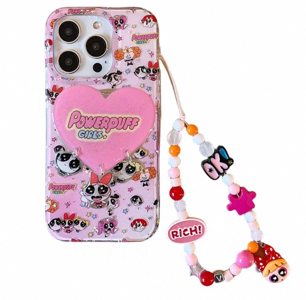 Niña de dibujos animados brillo niña apta iphone16ProMax soporte 15 funda para teléfono móvil Apple 14 cadena 13