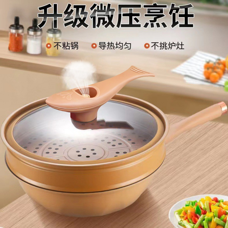 클레이 논스틱 냄비 건강 냄비 찜통 무연 오일 가정용 웍 다기능 가스 렌지 마이크로 압력 웍