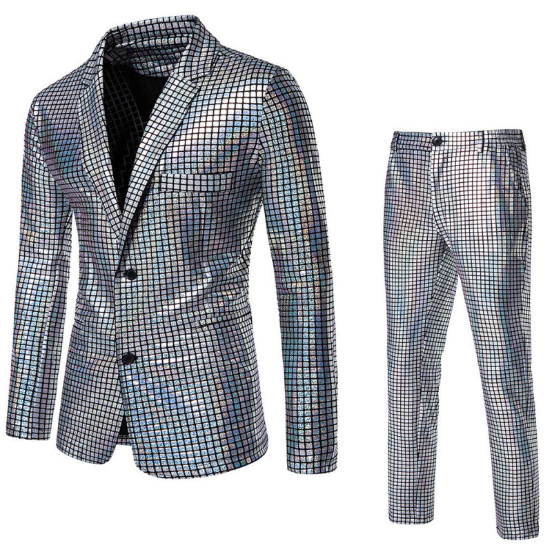 Carnival Foreign Trade Cross-Border Men's Sequin Gold-Stamped Suit Disco Cosplay Party Stage Nightclub Men's Clothing Wholesale