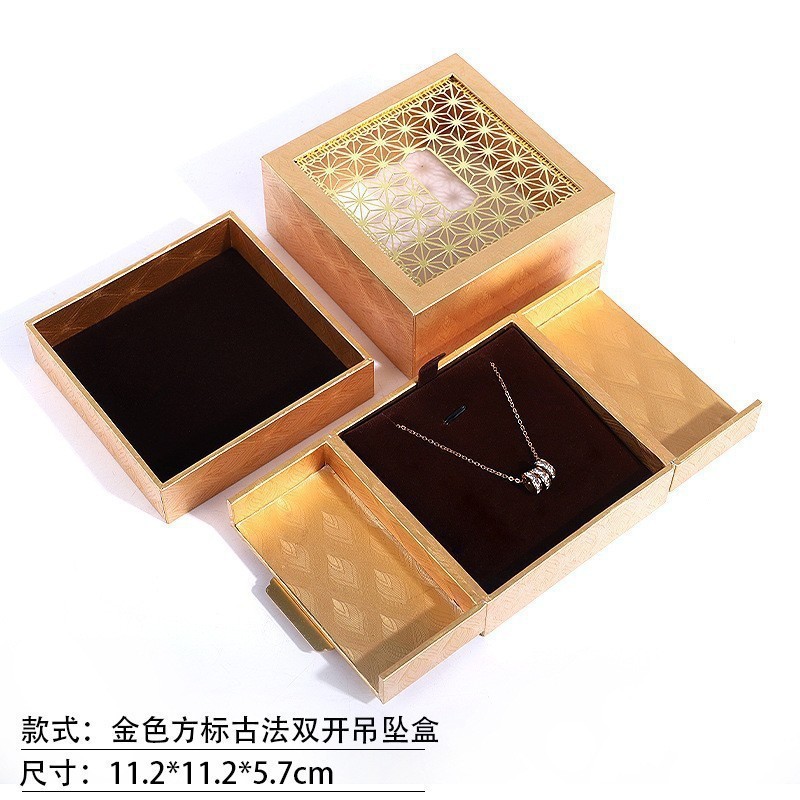 Caja de joyería de oro de estilo antiguo, caja de pulseras de herencia, caja de joyería vintage de jade y esmeralda, caja de embalaje para pulseras, caja de regalo. image 21