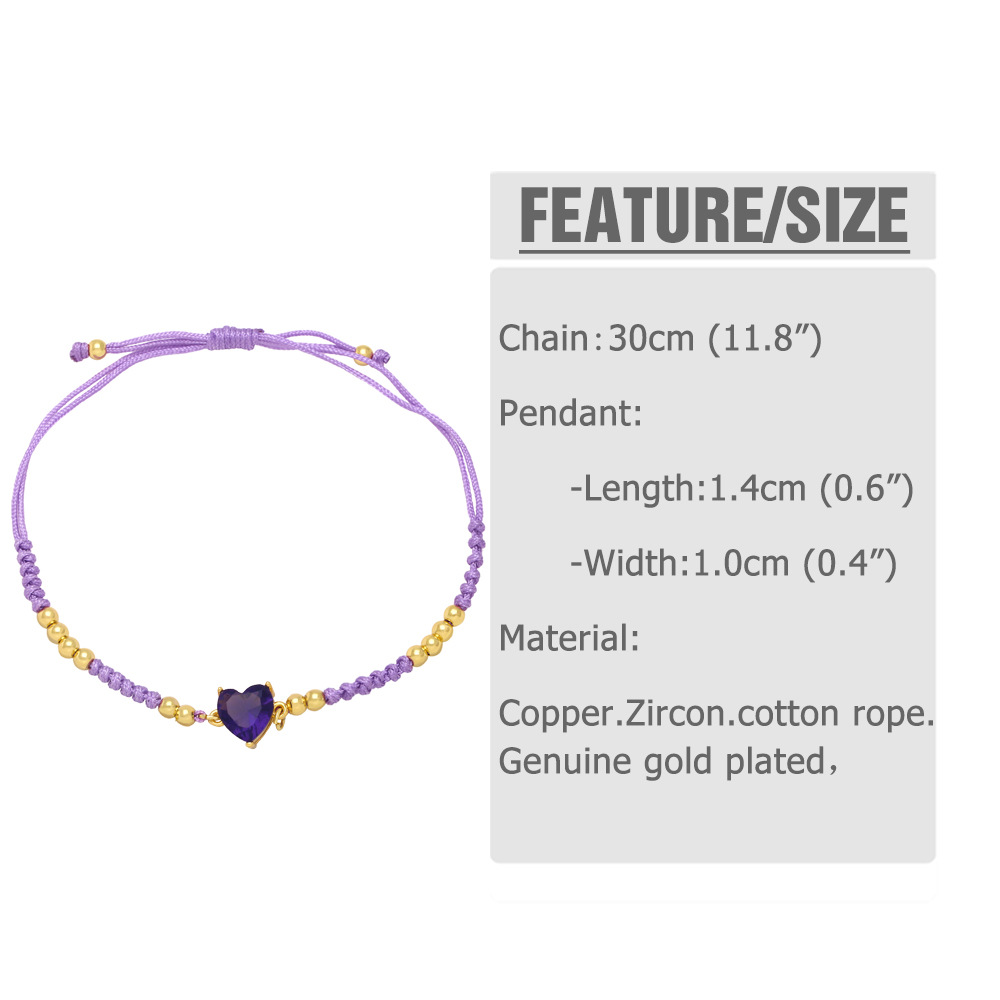 Fashion Heart Shape Copper Bracelets Zircon Copper Bracelets