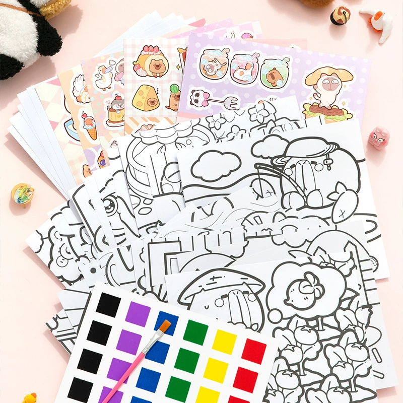 Набор раскрасок Cute Comics, антистресс, ручная роспись — 30 стр., 10 шт.