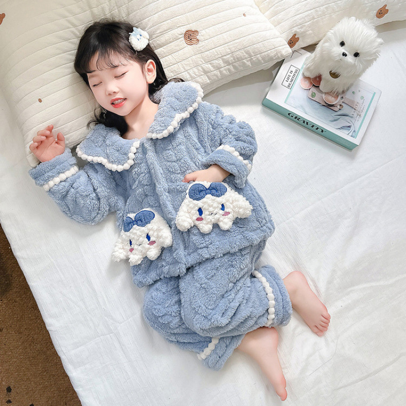 2025新款女童睡衣冬款珊瑚绒加厚秋季儿童法兰绒卡通小女孩家居服|undefined