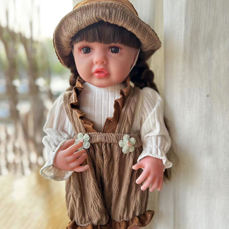 Cross-border hot 55cm rebirth doll super simulation baby vinyl doll girl toy wholesale supply