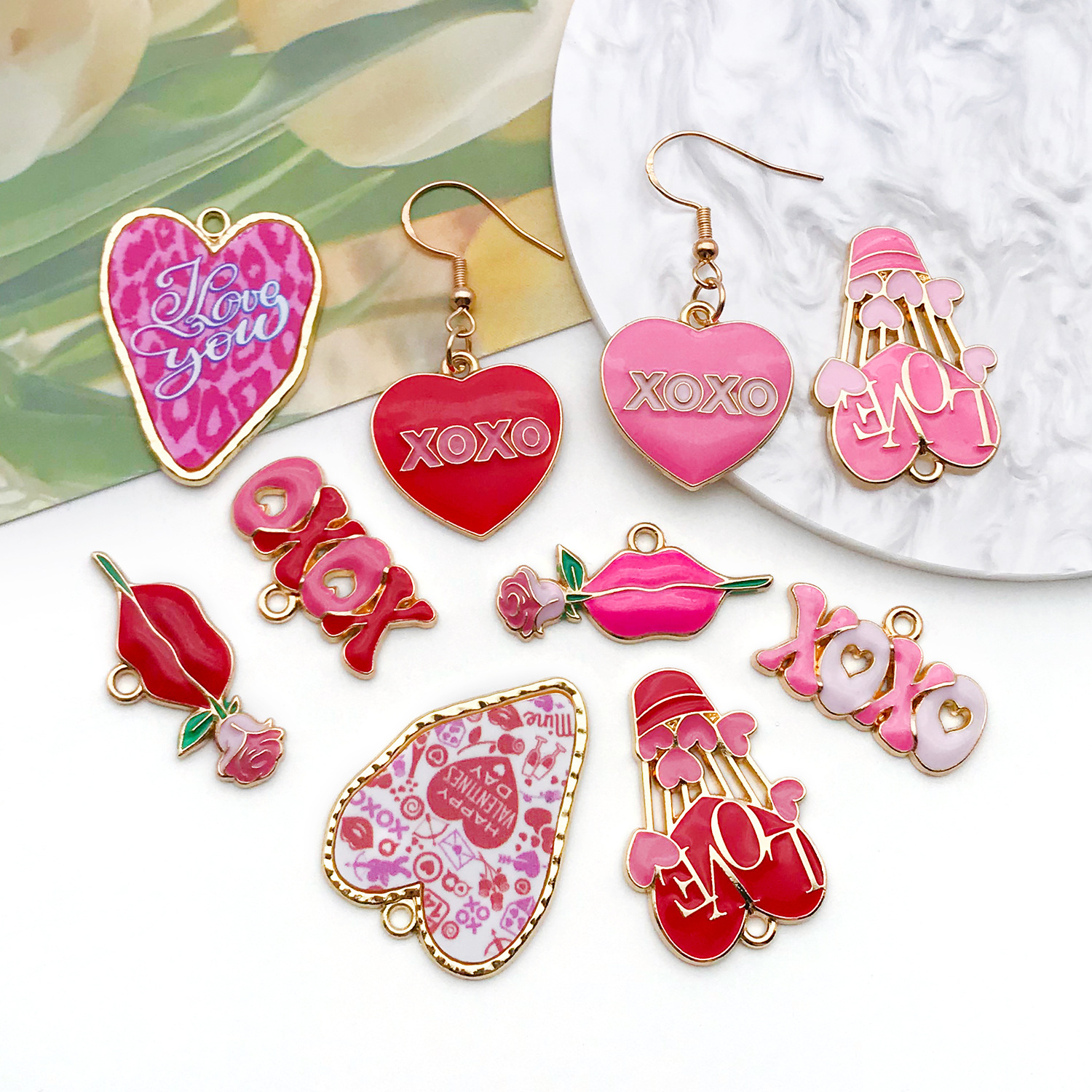 All Seasons Season Enamel Design 1 Piece 13*30mm 15x25mm 31x24mm Zinc Alloy XOXO Letter Heart Shape Pendant