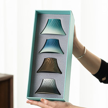 绿水青山茶杯套装中式陶瓷主人杯单杯大号粗陶功夫茶具品茗杯礼盒