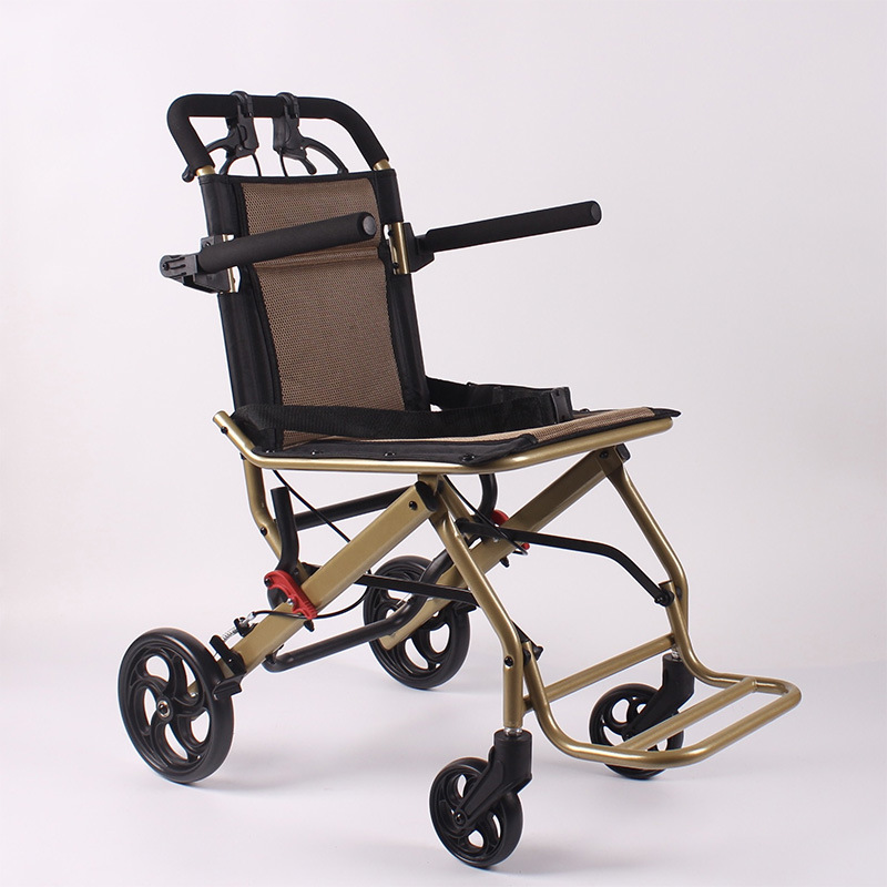 silla de ruedas plegable de avión ligera y portátil para viajar ultraligera pequeña para niños discapacitados ancianos empuje de mano scooter