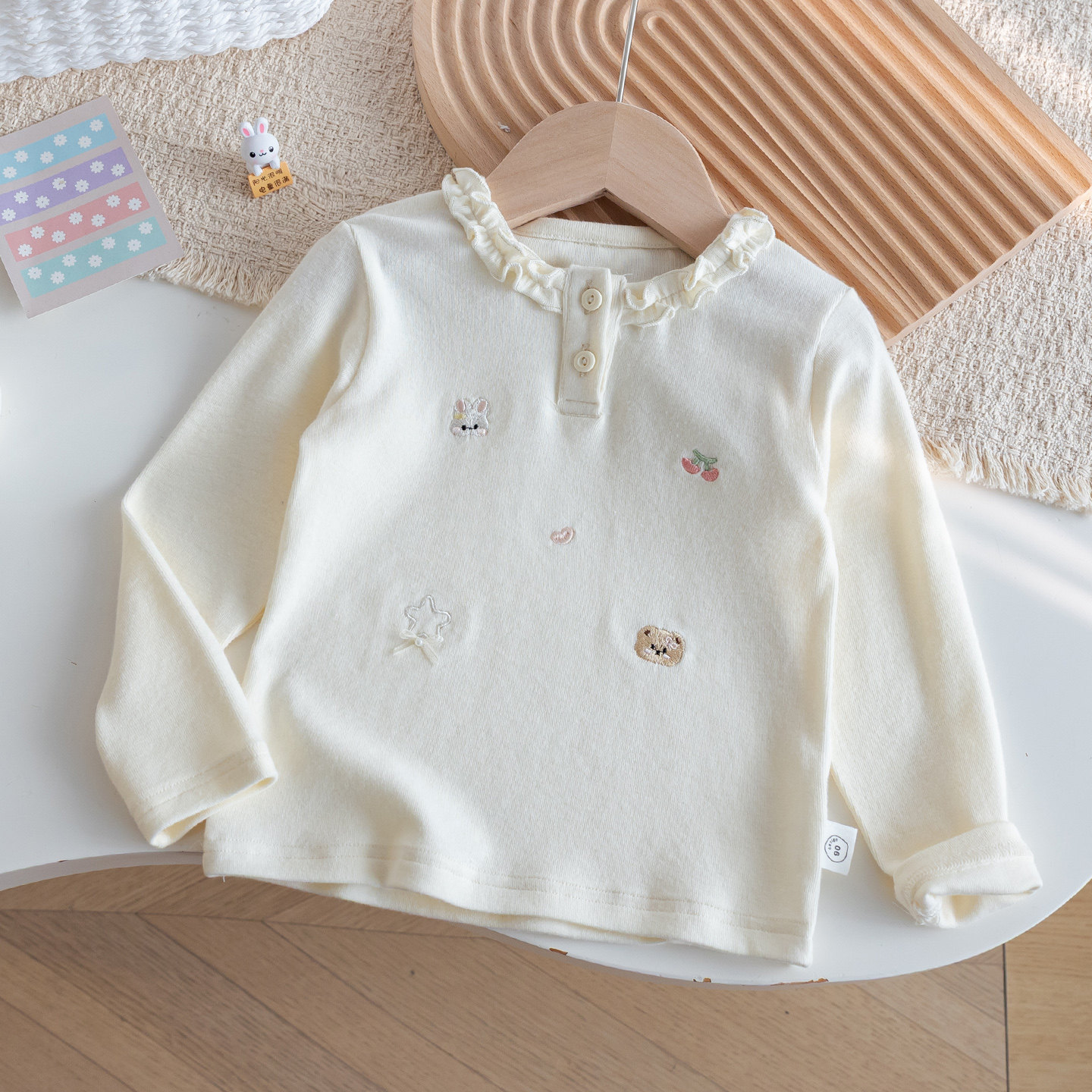 Autumn base body-friendly cute long-sleeve with a round collar