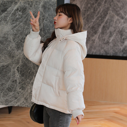 Photographed Korean-style white cotton coat for women, fashionable short-length  new design top cotton jacket winter outerwear
