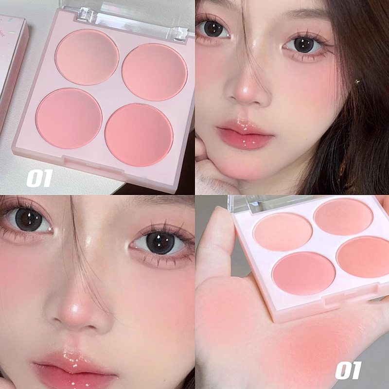 Face blush for ice cream, strawberry, four colors, English