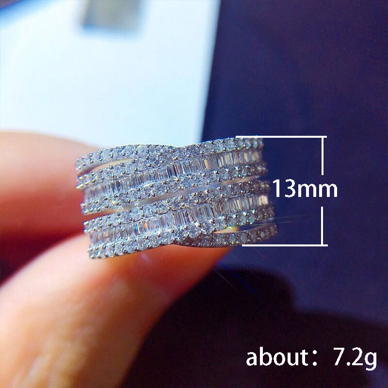 10g Weight Zircon Inlay Material Rings Classification Modern Style Geometric Copper Inlay Zircon Rings
