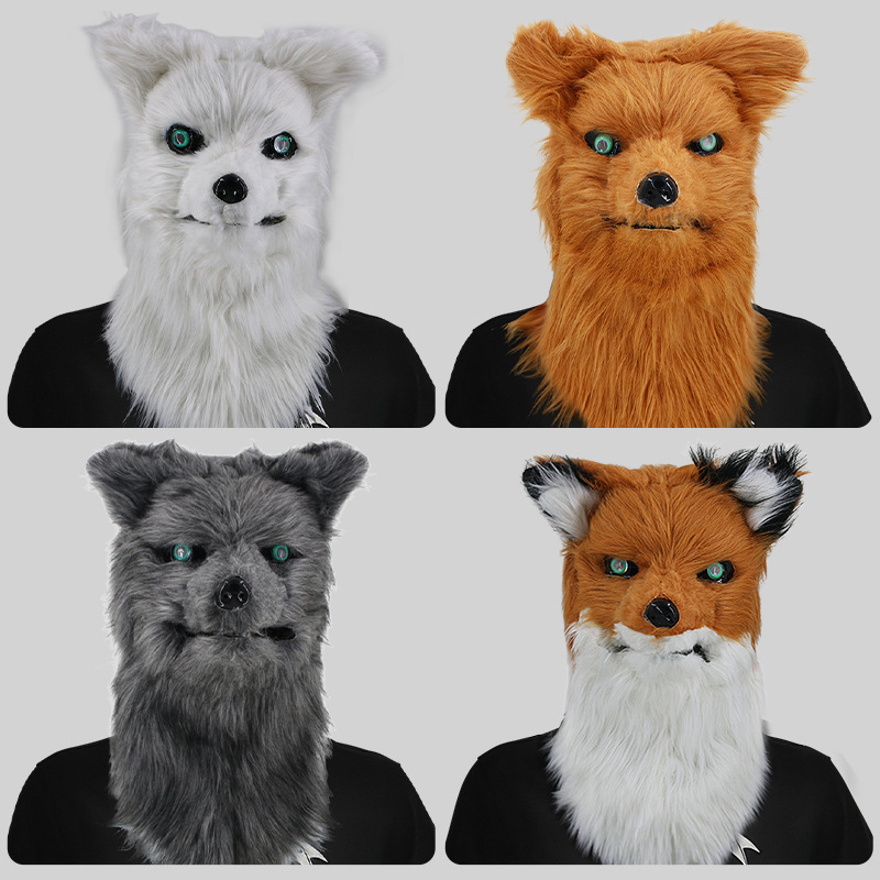 Biteable mouth wolf headgear mask masquerade funny animal headdress Halloween day party performance props