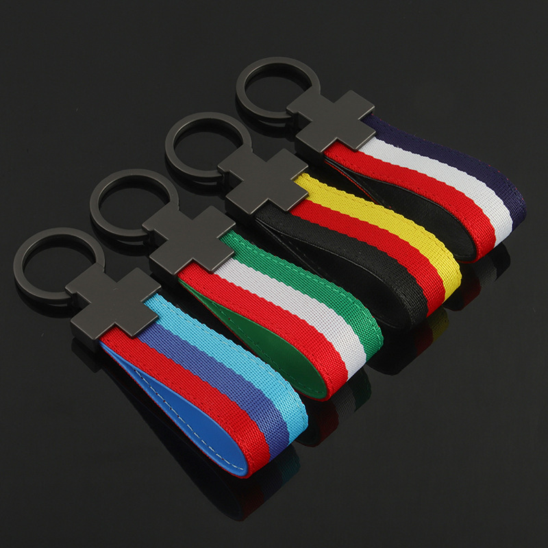 German Italian flag BMW three-color nylon braided belt car metal key buckle ring chain link pendant German Italian flag BMW three-color nylon braided belt car metal key buckle ring chain link pendant