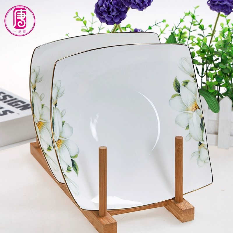 Yixin Tang домашнее 8-дюймовое блюдо блюдо из костяной фарфоровой посуды Гуйлун квадратная тарелка с супом в европейском стиле западная тарелка керамическая тарелка с глубокой тарелкой