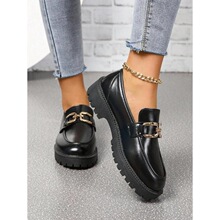 M 53425 British Style Chunky Heel Loafers Ӣ�׷�ָ���afЬ