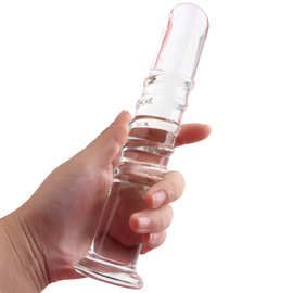 透明水晶仿真阳具螺纹款无蛋假阴茎SM肛塞后庭拉珠女用自慰器肛条