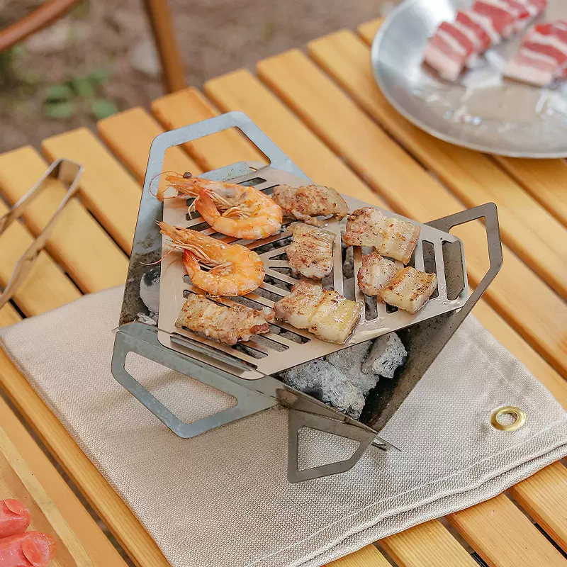 烤炉防风卡片便携片式拆卸不锈莲花便携式烧烤炉三角烤架不锈钢烤