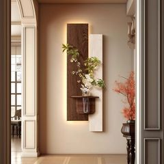 ~中古风玄关装饰画水培绿植入户走廊过道尽头挂画客厅墙壁