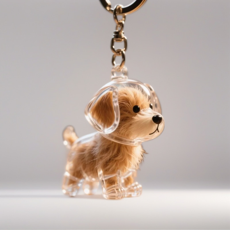 Colgante de pelo de mascota lindo cabello de cachorro caja de almacenamiento transparente para gatos y perros forma colgante creativo llavero