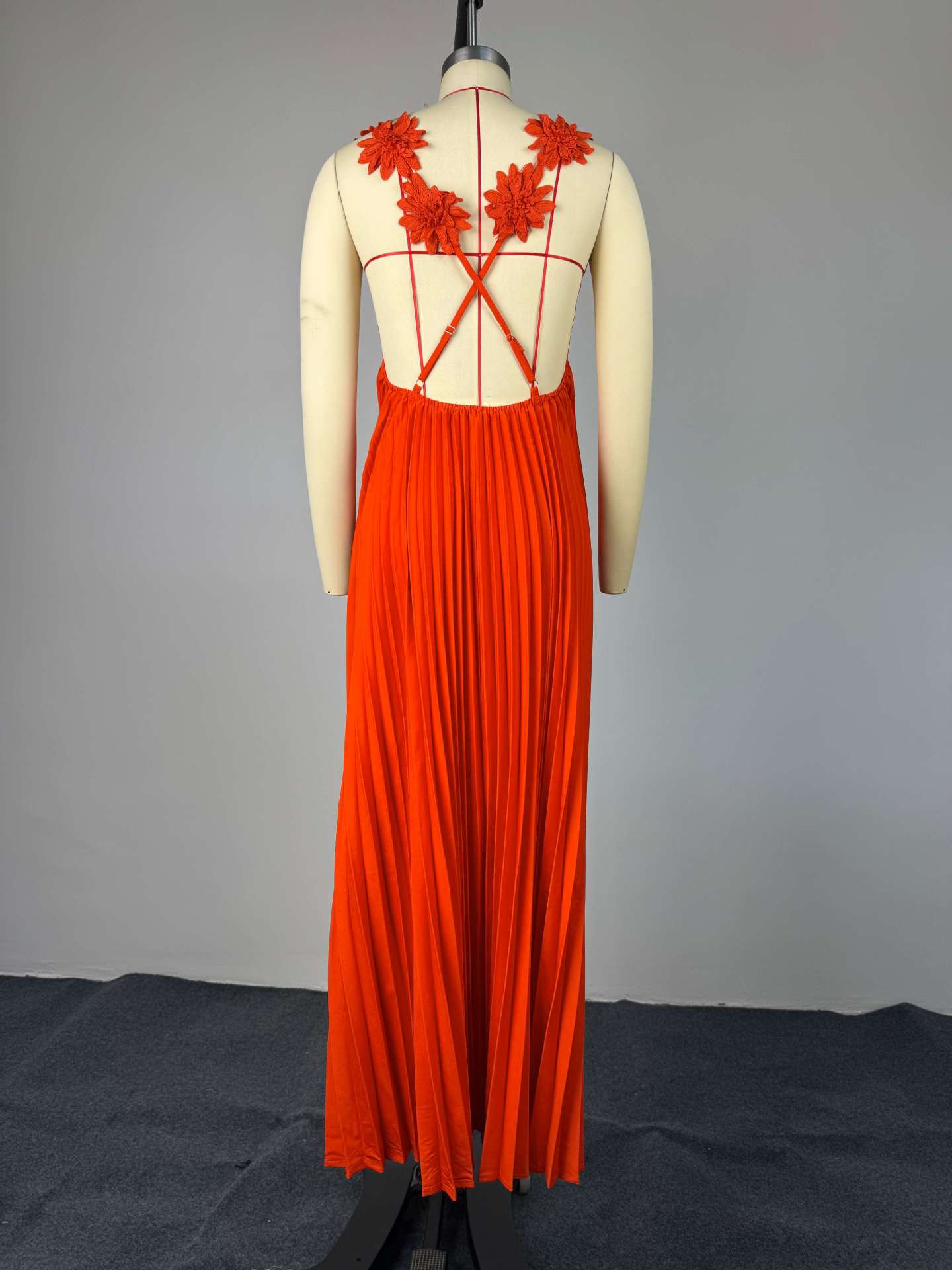 Sweetheart Neckline Backless Maxi Dress – Flowy Ruffled Sundress With Smocked Bust For Beach Vacations & Date Nights (Orange Red, S-Xxl)_ecoleips.com