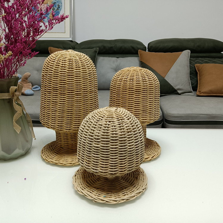 Spot wholesale rattan hat wig stand rattan props antique props coat rack accessories