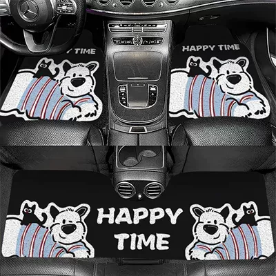 Avtomobil döşəmə paspasları, Car Floor Mats That Easily Remove Dirt - cat-and-dog-a-front-row-single-piece-5065cm