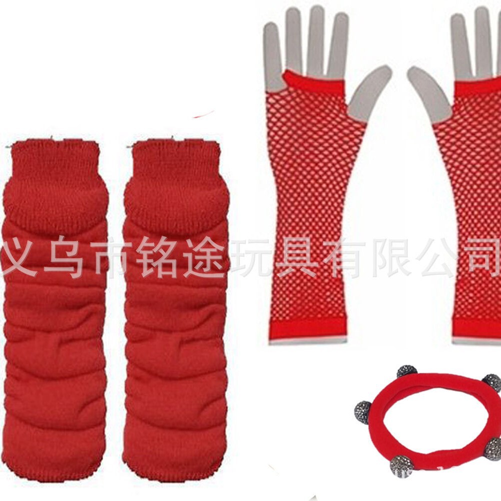 1980 solo partido vestido de cuatro colores neón collar pulsera Lightning pendientes red pesca guantes pierna calcetines seis traje