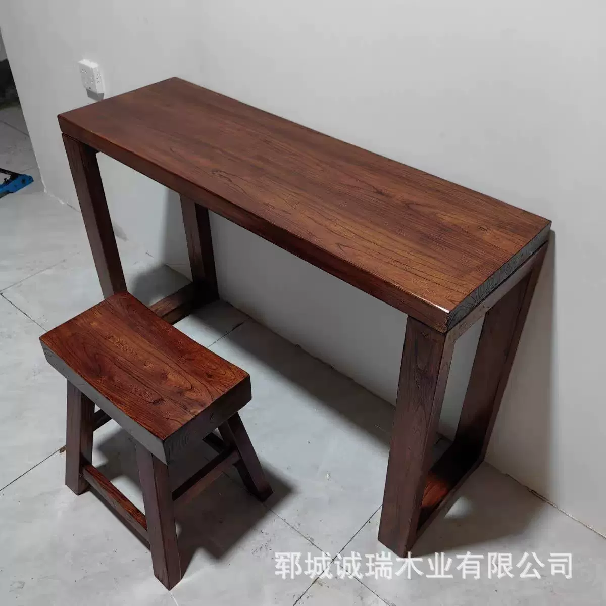 老榆木钢琴桌家用靠墙条案长方形实木桌子高脚办公室工作台长条椅