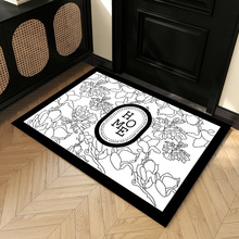 門墊入戶門門墊水晶絨防滑進門地墊簡約黑白線條家居地板墊子地毯
