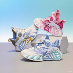 2025年秋の新作子供用シューズ、子供用スポーツシューズ、軽量ソフトソール回転ボタン付きバスケットボールシューズ、男の子と女の子用ランニングシューズ