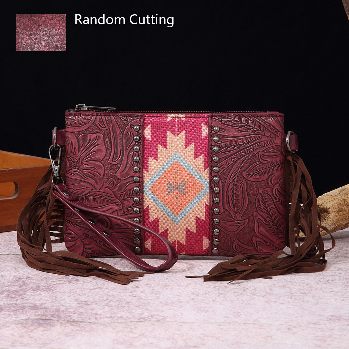 Intaglio in pelle di Boemia occidentale stampata in cotone e lino con borsetta e borsa a tracolla_voghion.com