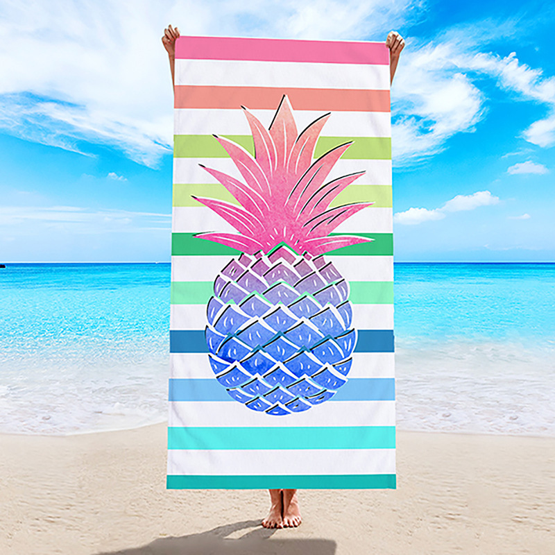Amazon toalla de playa de tela de toalla de doble cara europea y americana toalla de baño de playa de microfibra impresa transfronteriza