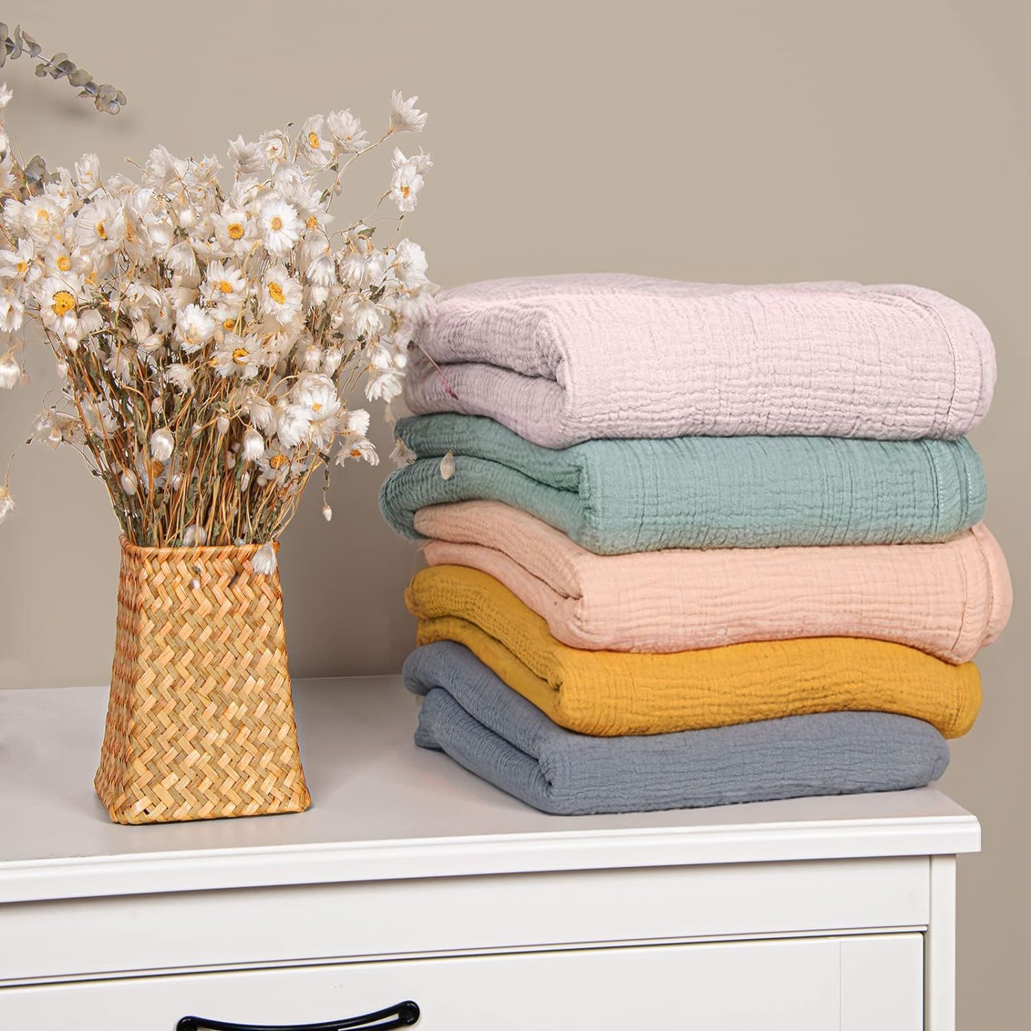 Amazon Explosions Plain Double-layer Crepe Newborn Baby Swaddling Towel Baby Crepe Bag Bag