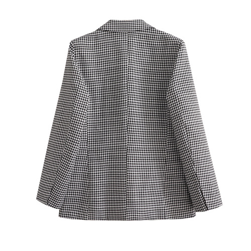 Women's Fashion 2025 Spring New Arrival European and American Style Black-and-White Plaid Single-Button Suit Jacket + Short Culotte Set