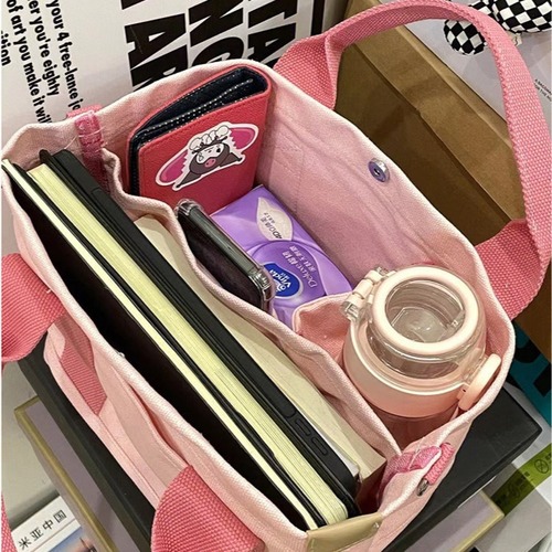 Japanese-Korean Separated Canvas Tote Lunch Bag Retro Student School Commute Bag Multi-Layer Handbag Crossbody Bag for Women
