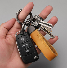 定制牛皮鑰匙扣金屬高檔汽車鎖匙圈掛飾鑰匙鏈掛件小禮品廠家批發